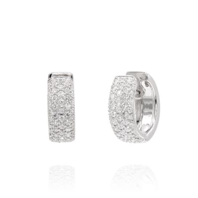  18ct White Gold 0.90cts Diamond Pave Hoops