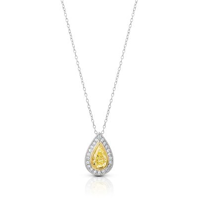 Lumbers Plat & 18ct Gold Fancy Yellow Diamond Necklace