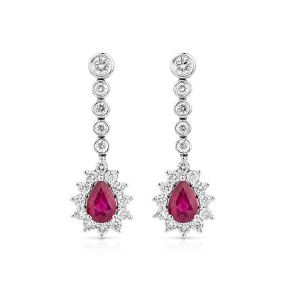 Lumbers 18ct Gold 1.27cts Ruby & 0.83cts Diamond Earrings