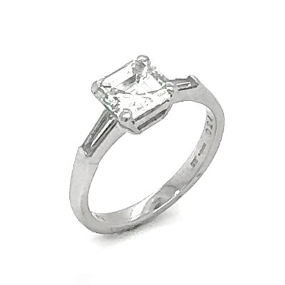 Lumbers Pre-Owned Plat Ascher & Baguette Diamond Ring