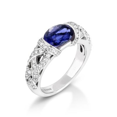  18ct White Gold Iolite & Diamond Dress Ring