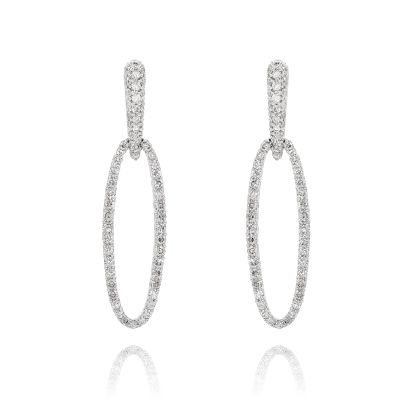 Lumbers 18ct Gold 1.62cts Diamond Oval Outline Earrings