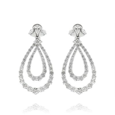 Lumbers 18ct Gold 12.06cts Diamond Pear Drop Earrings