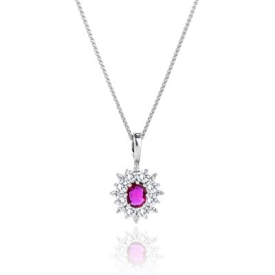  Pre-Owned 18ct Gold Ruby & Diamond Pendant