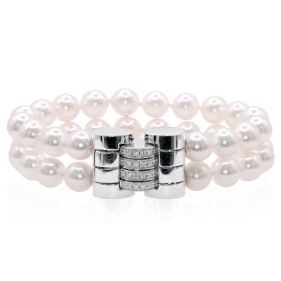 Lumbers Pre-Owned 18ct Gold Pearl & Diamond Bracelet