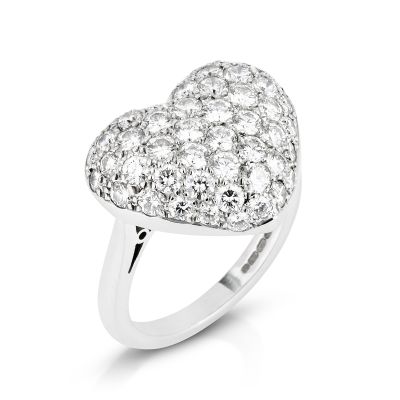 Lumbers Pre-Owned 18ct Gold Diamond Pave Heart Ring