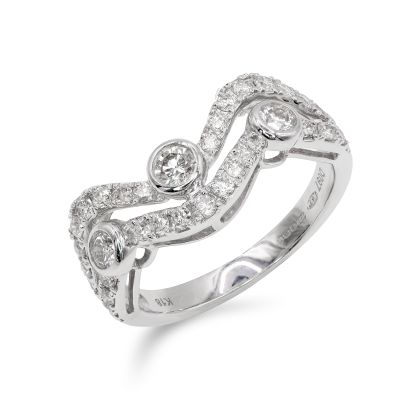 Lumbers 18ct White Gold Diamond set Double Wave Ring