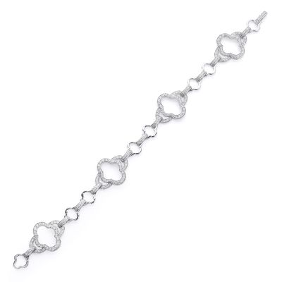 Lumbers Pre-Owned 18ct Gold Diamond Set Clover Bracelet
