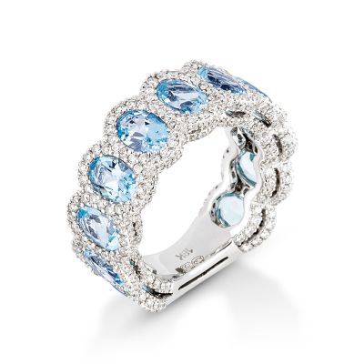 Lumbers 18ct white gold Blue Topaz and Diamond Ring