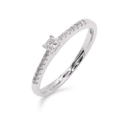 Lumbers Platinum 0.17cts Diamond Princess Cut Promise Ring