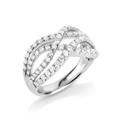 Lumbers 18ct White Gold Diamond 4 Row Twist Ring
