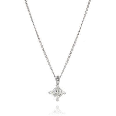 Lumbers 18ct Gold 0.81ct Princess Cut Diamond Necklace
