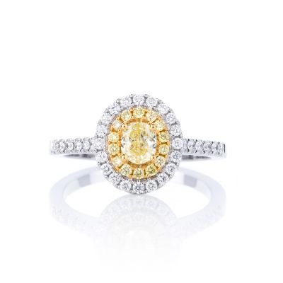 Lumbers 18ct yellow & white gold diamond oval ring