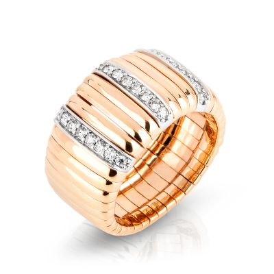 Lumbers 18ct Rose & White Gold Ribbed Diamond Ring