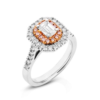 Lumbers Platinum & Rose Gold Pink & White Diamond Ring