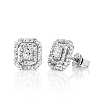 Lumbers 18ct Gold Phoenix Cut Diamond Halo Earstuds