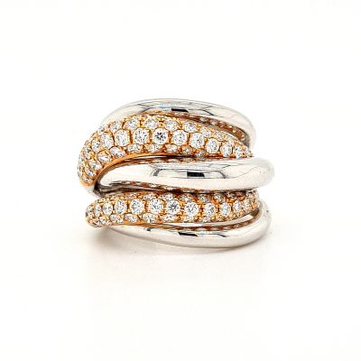Lumbers 18ct White & Rose Gold 5 Row Diamond Ring