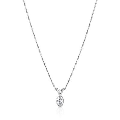 Lumbers 18ct White Gold Oval Diamond Pendant