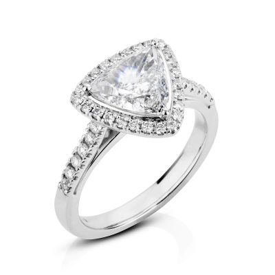 Lumbers Platinum 1.51ct Diamond Trilliant & Halo Ring
