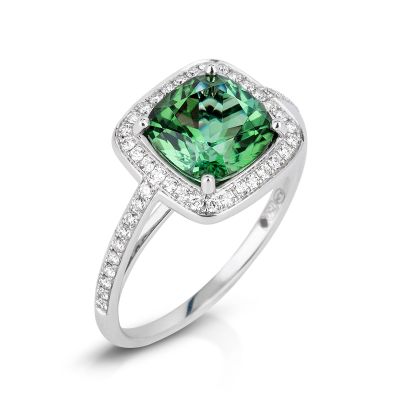 Lumbers Pre-Owned 18ct Gold Tourmaline & Diamond Ring
