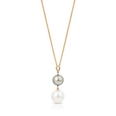  18ct Gold South Sea, Tahitian & Diamond Pendant