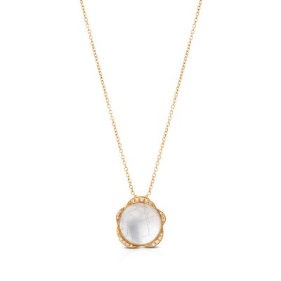 Bigli Bigli 18ct Rose Gold Rutile Flower Necklace