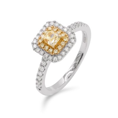 Luxe 18ct Gold Yellow & White Diamond Cluster Ring