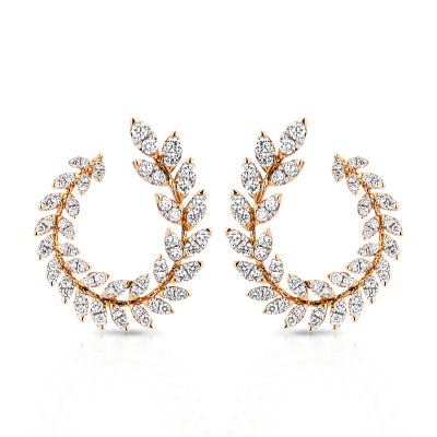 Lumbers 18ct Rose Gold Diamond Wreath Style Earrings
