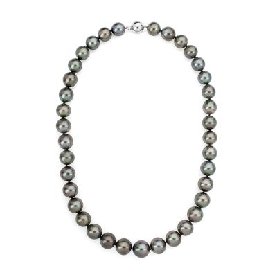 Lumbers 18ct White Gold Black Tahitian Pearl Necklet