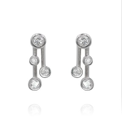 Lumbers Platinum Cascade 0.75cts Diamond 2 Row Earrings