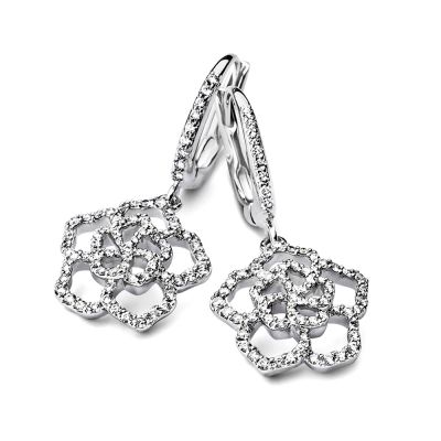Bigli Bigli 18ct Gold Open Diamond Flower Earrings