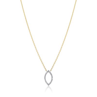 Lumbers 18ct Gold Diamond Set Open Marquise Necklace