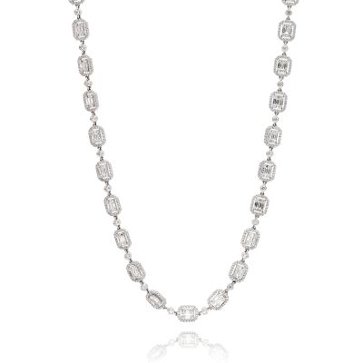 Lumbers 18ct Gold 13.79cts Diamond Halo Necklace