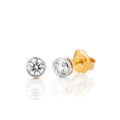 Lumbers 18ct Gold 0.73cts Diamond Rub Over EarStuds