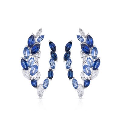  18ct Gold Sapphire & Diamond Wreath Earrings