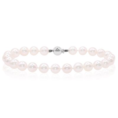 Lumbers 9ct Gold 7mm Cultured Pearl Ball Clasp Bracelet