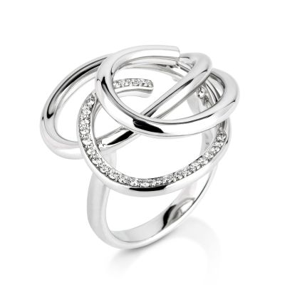 Lumbers 18ct White Gold Diamond 3 Loop Ring