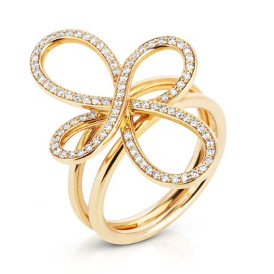 Lumbers 18ct Gold Diamond Set Infinity Cross Ring