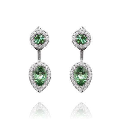 Lumbers 18ct Gold Green Tourmaline & Diamond Ear Jackets
