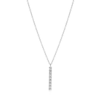 Lumbers 18ct Gold Brillaint Cut Diamond Bar Necklace