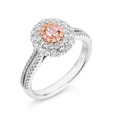 Lumbers 18ct White Gold Pink & White Diamond Cluster Ring