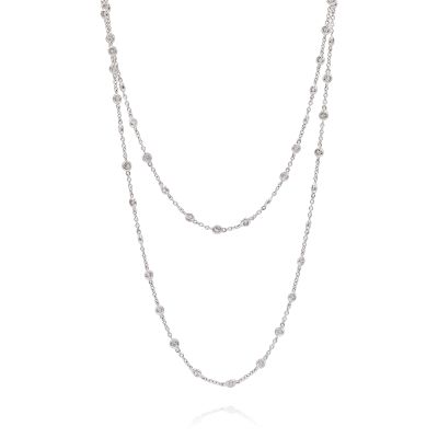 Lumbers 18ct Gold 2.72cts Diamond Rub Over Necklace - 32"