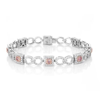 Lumbers 18ct Gold Fancy Pink Diamond & White Bracelet