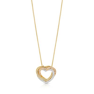 Lumbers 18ct Tri-Gold Intertwined Heart & Diamond Necklace