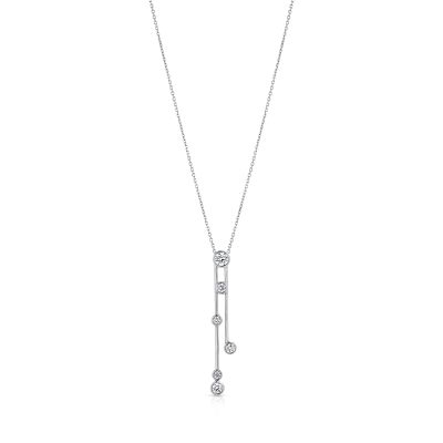 Lumbers Platinum Cascade 0.85cts Diamond Bar Necklace