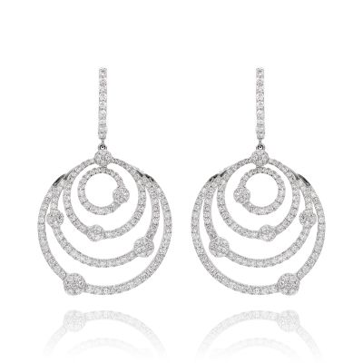 Lumbers 18ct Gold 3.03cts Diamond Multi-Circle Drop Earrin
