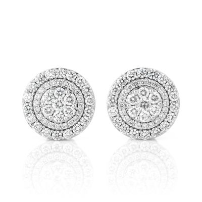 Lumbers 18ct Gold 2.37cts Diamond Pave Cluster Earrings