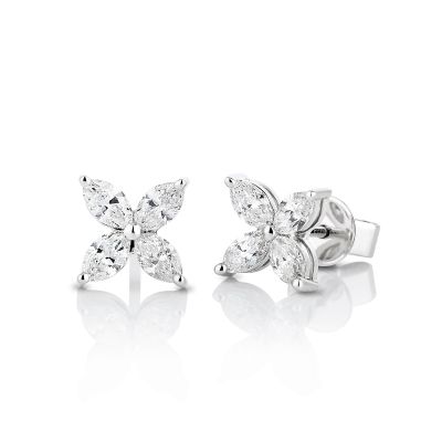 Lumbers 18ct Gold Marquise Cut DIamond Petal Earrings