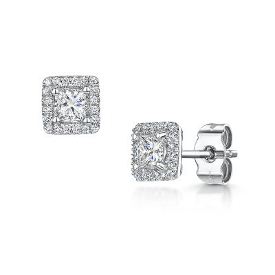 Love Lumbers Platinum 0.62cts Princess Cut Diamond Ear-studs