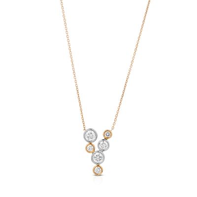 Lumbers Plat & 18ct Gold 1.25cts Diamond Rub Over Necklace